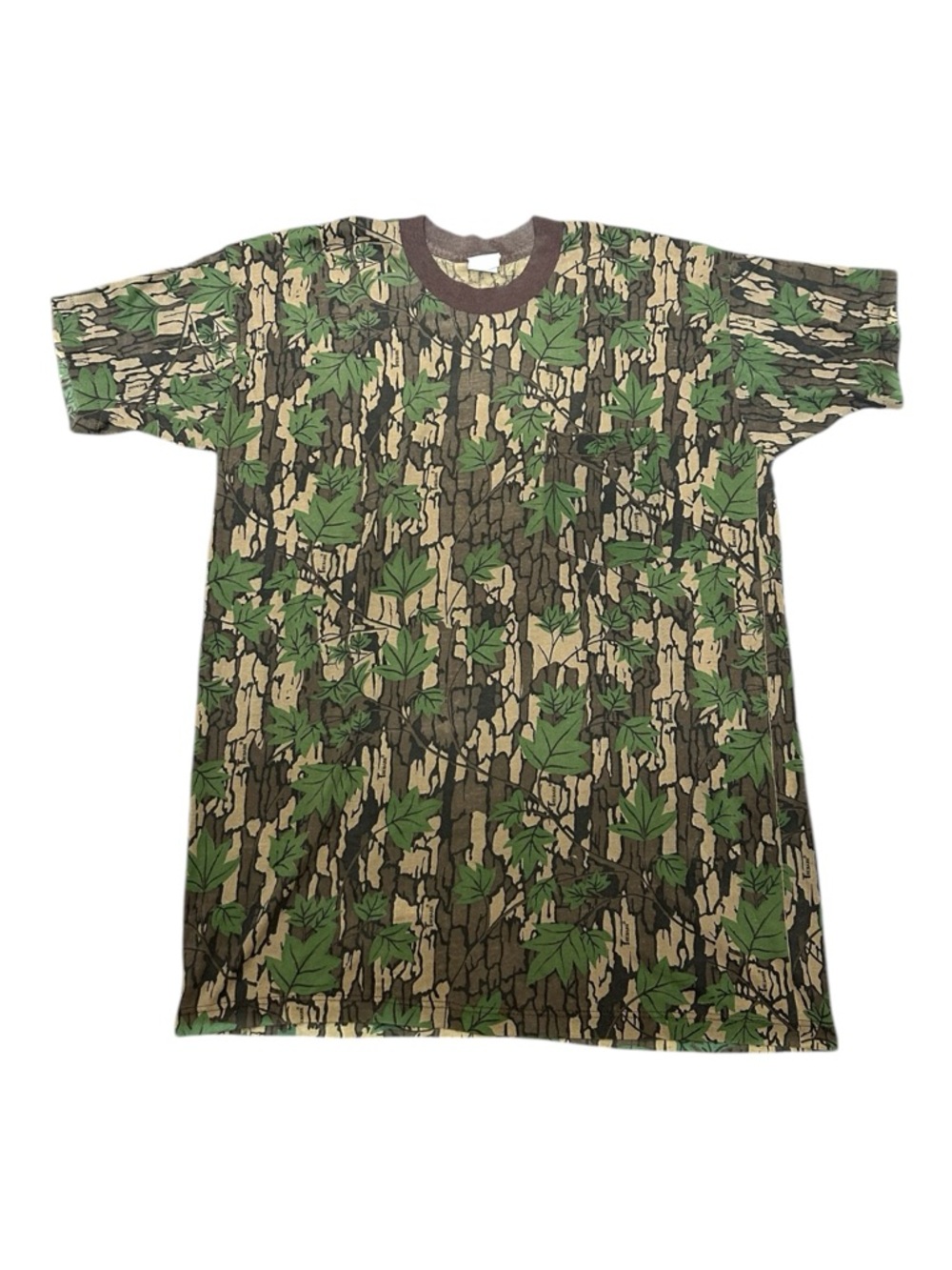 🔥🔥 Vintage Single Stitch Duck Bay Treebark Camo Short Sleeve T-Shirt Size Lg